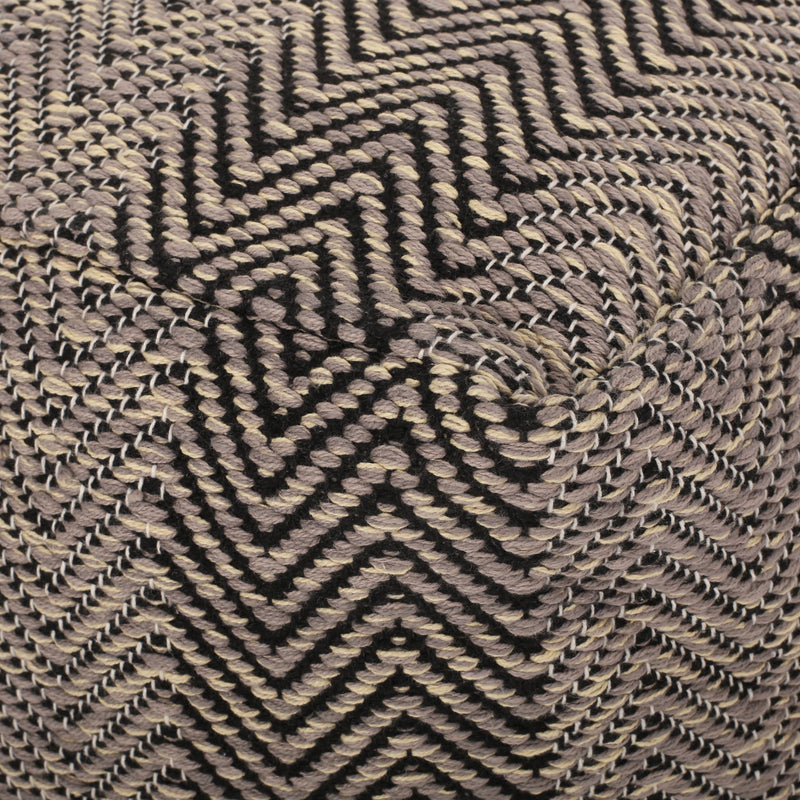 Barracuda - Handcrafted Cotton Pouf With Chevron Pattern - Brown