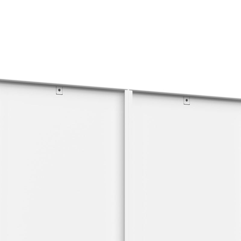 Bookcase Tall With 2 Doors & 2 Drawers, Fixed Open Shelves - White