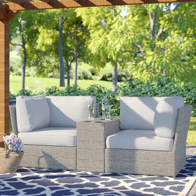 Outdoor Wicker Loveseat With Cushions