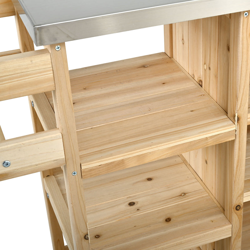 Foldable Outdoor Kitchen Island With Storage Cabinet