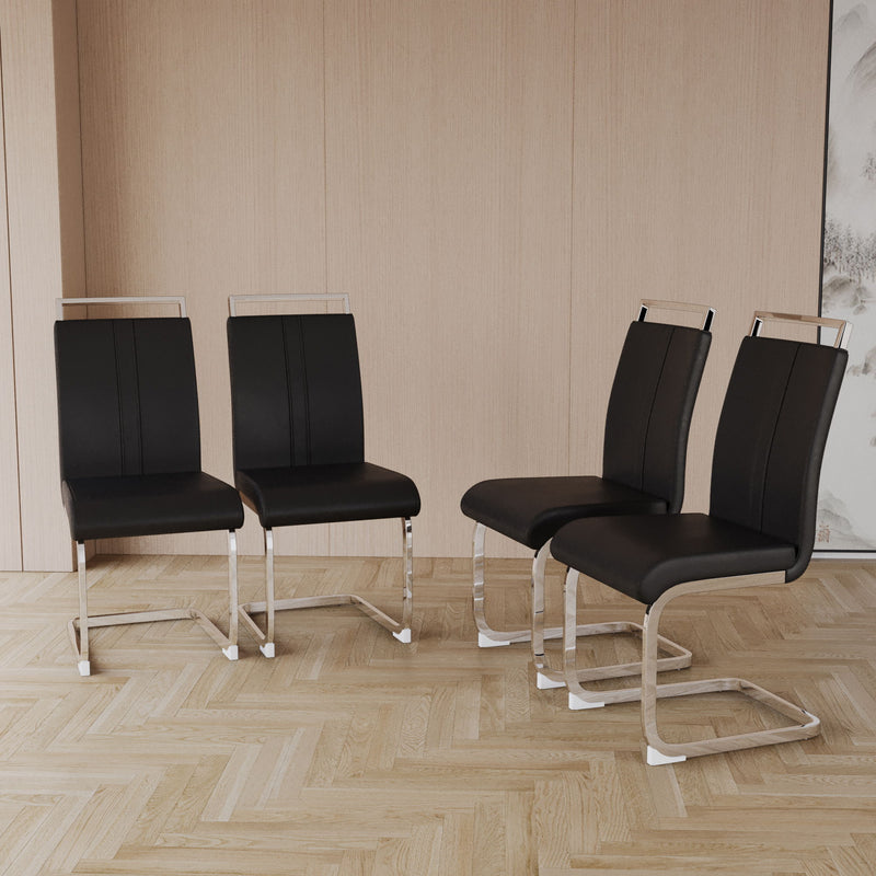 Modern Dining Chairs With Padded Seat, High Back