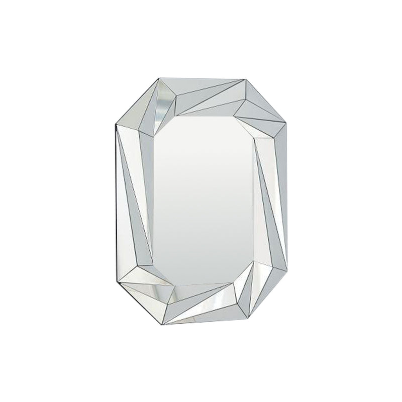 Diamond Shaped Wall Mirror With Beveled Edge Frameless Design - Silver