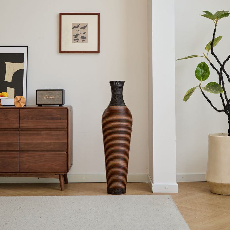 Tall Standing Designer Floor Vases With Elegant 2 Tone Finishes Ideal For Decorating Living Rooms, Bedrooms, Entryways Perfect For Decorating Your Home - Black / Gray