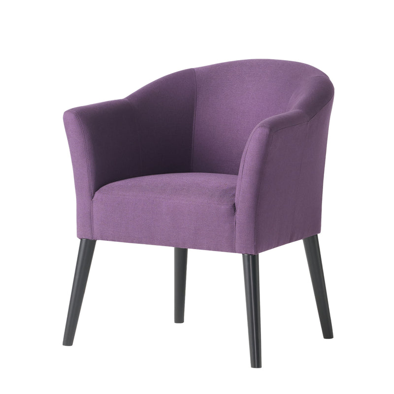 Fabric Arm Chair With Wooden Legs And Cushioned Seat - Plum