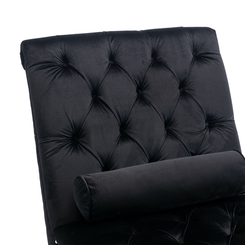 Chaise Lounge Indoor, Button Tufted Upholstered Chaise Lounge Chair With Pillow