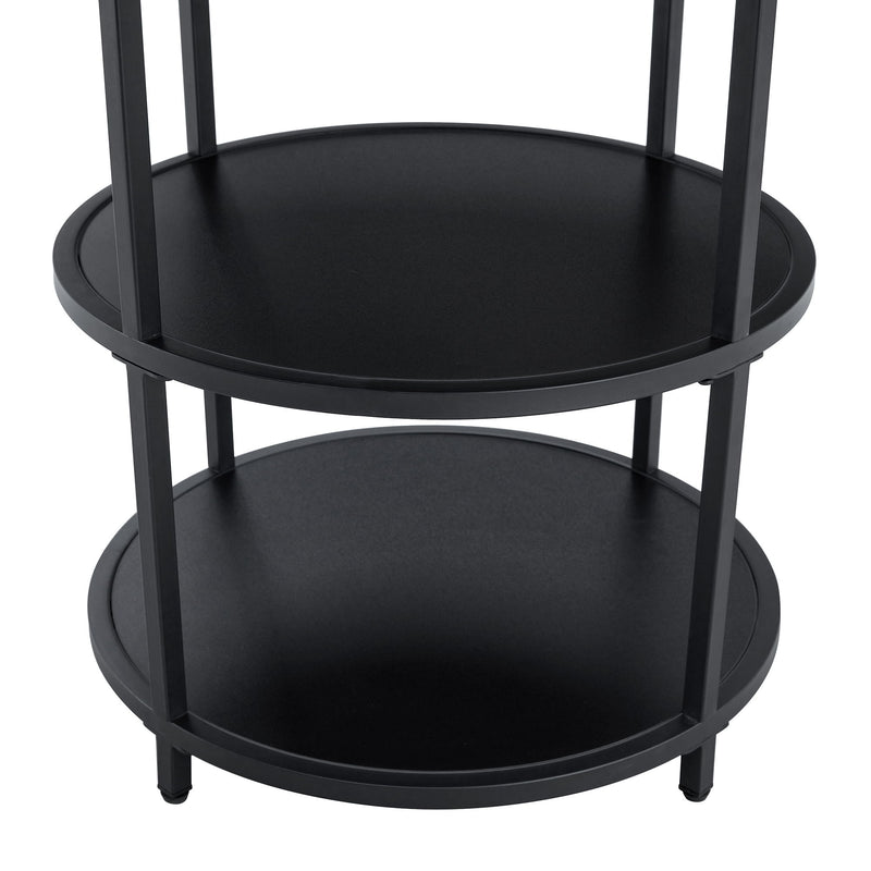 Diameter - Modern Splicing Circular Dining Table Double Layer Storage - Wood / Black