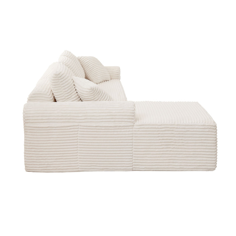 Modular Sectional With Arched Armrests, Includes 3 Back Cushions & 2 Throw Pillows