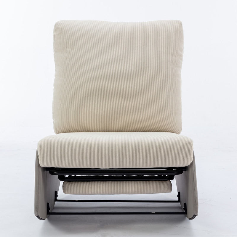 Modern Rocking Chair Recliner, Comfy Rocker Nursery Chair With Footrest, Accent Reading Chair, Upholstered Lounge Chair For Relaxing, Resting, Soft Padded Rocker For Indoor Living Room Bedroom - Gray / Beige