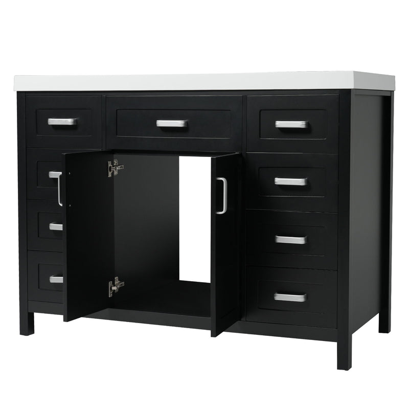 Bathroom Vanity With Sink, 2 Doors 8 Drawers, Soft Close System, Classic Design