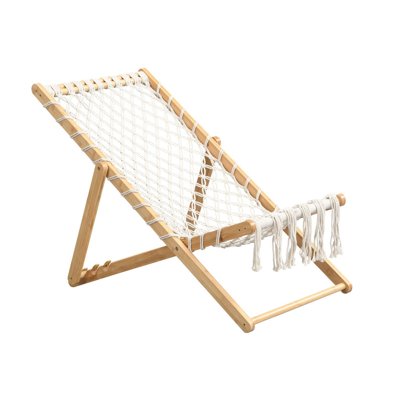 Bamboo Weaving Chair Set With Handwoven Rope For Patio And Living Spaces - Natural