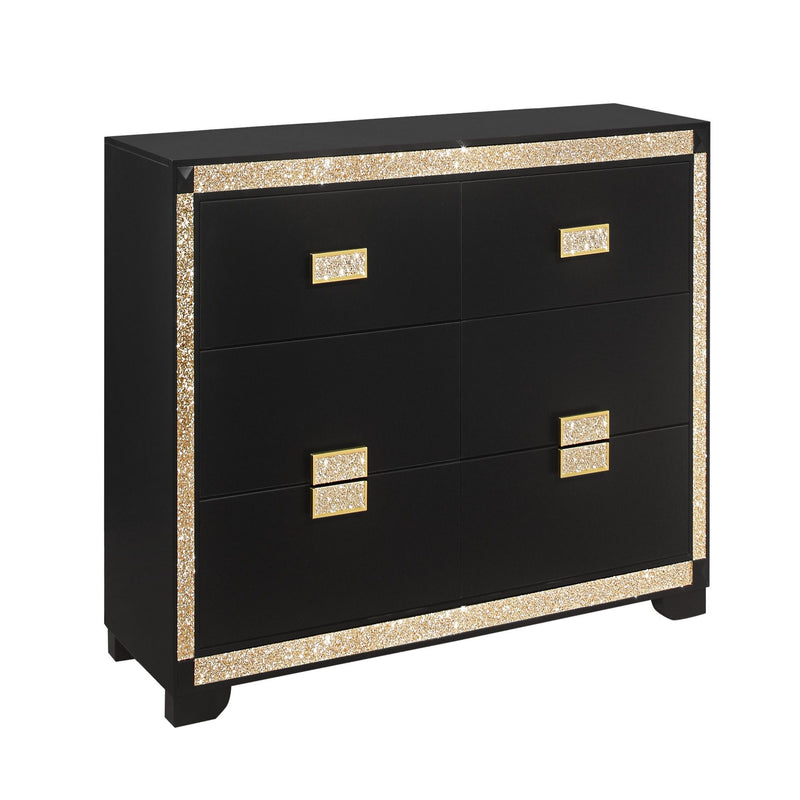 Lively - Dresser With Glitter Detail And Thick Bar Handle Hardware - Black