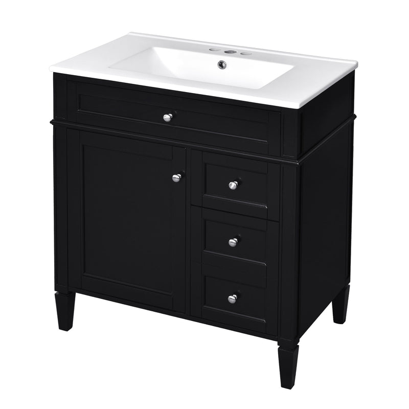 Bathroom Vanity With Top Sink, 2 Drawers & Tip Out Drawer