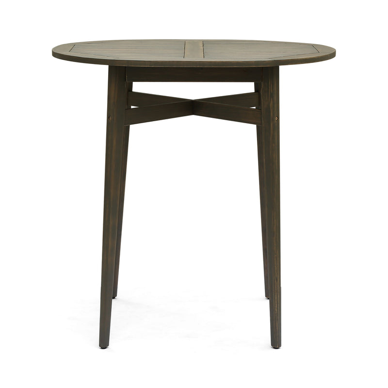 Outdoor Acacia Wood Bar Table With Slat Top