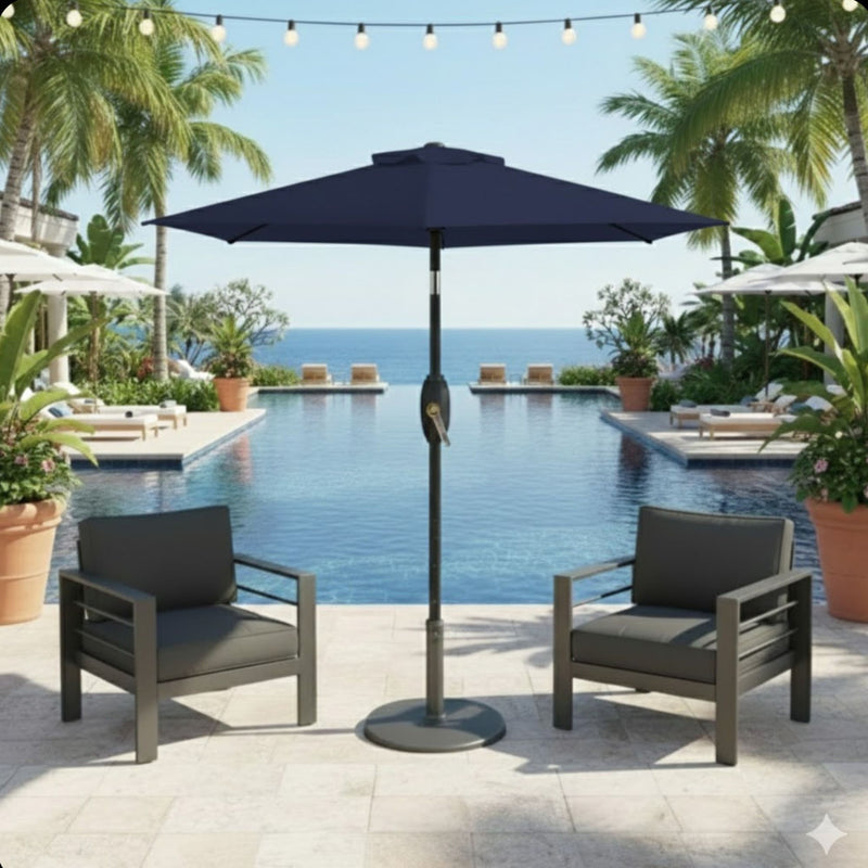Umbrella With Crank Lift & Tilt, UV-Resistant Canopy For Patio