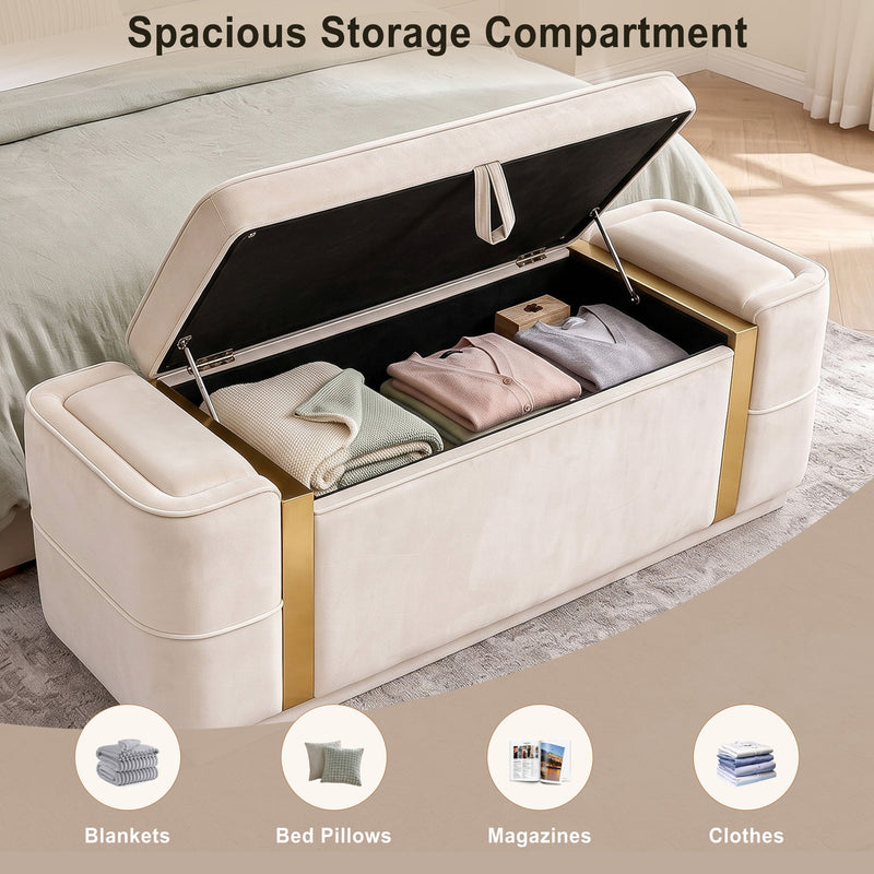 Storage Bench Upholstered Ottoman Bed End Bench With Lift Top Storage
