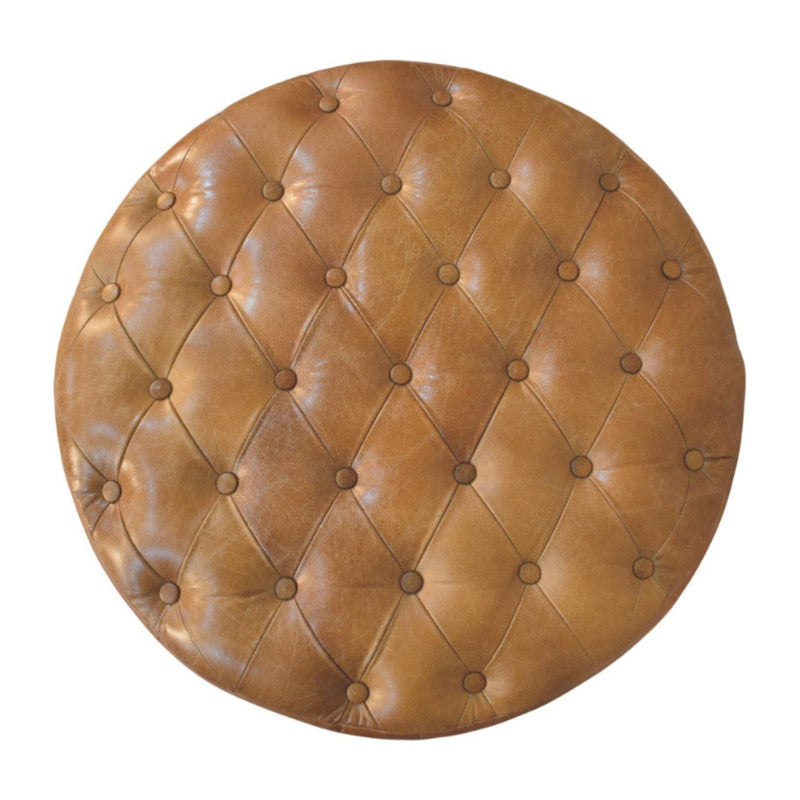 Buffalo - Round Ottoman With Castor Legs - Brown