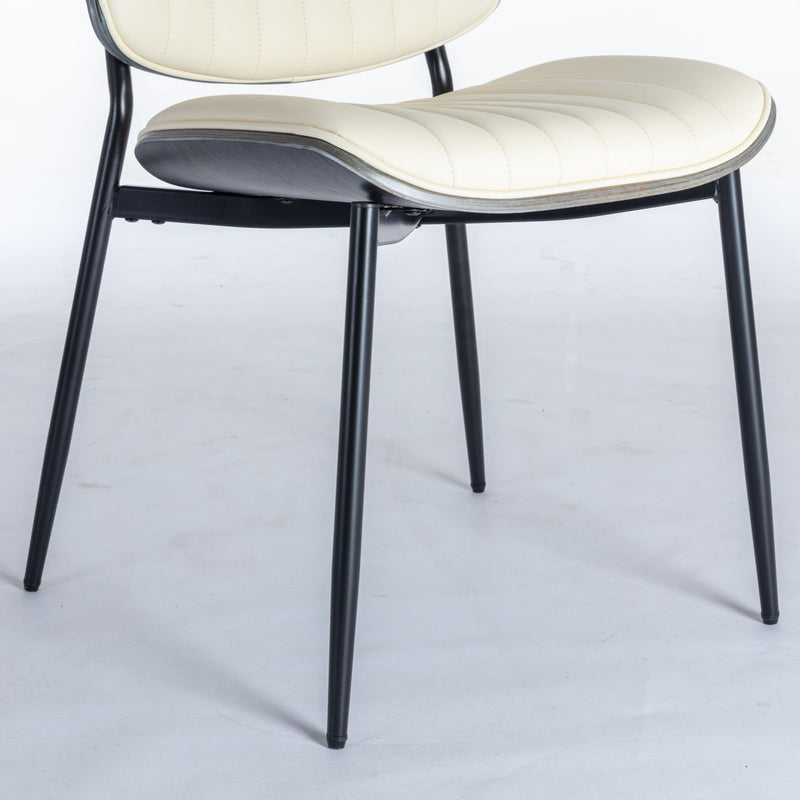 Dining Chairs (Set of 2) Mid-Century Modern Retro Chair With Walnut Bentwood Back Upholstered Seat Metal Legs Adjustable Foot For Kitchen Dining Room Chairs