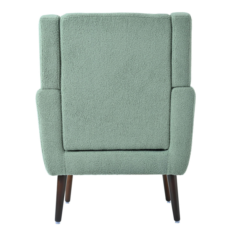 Modern Accent Chair, Teddy Fabric Living Room Chairs Comfy Reading Chair, Mid Century Accent Chair, Lounge Arm Chairs Armchair For Living Room Bedroom - Light Green