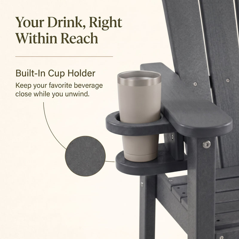 Bar Height Adirondack Chair With Cup Holder And Armrests