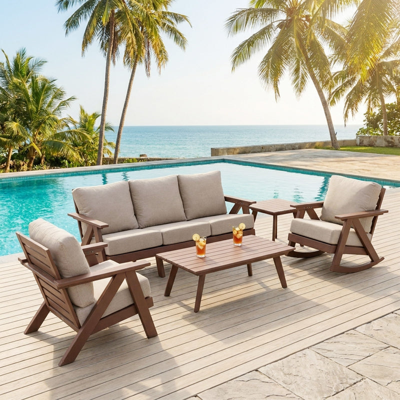 Outdoor Side Table, Wide Tabletop For Patio - Brown