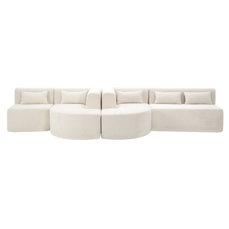 Upholstered Sofa Free Combined Sofa Couch With 2 Chaise Lounge And Five Back Pillows For Living Room