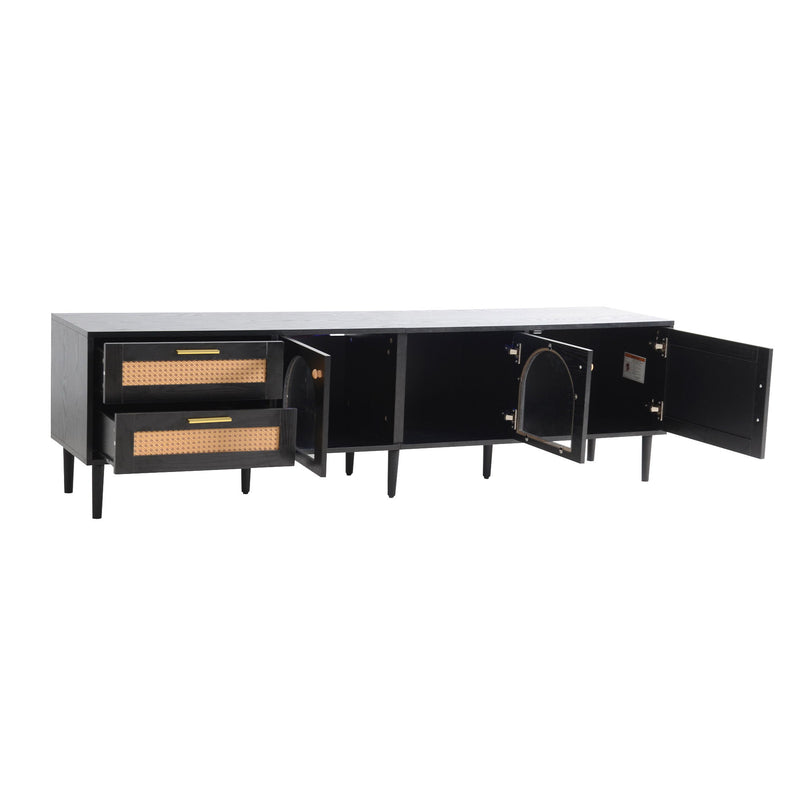 TV Stand With App-Controlled LED Lights, 2 Drawers & Door Storage