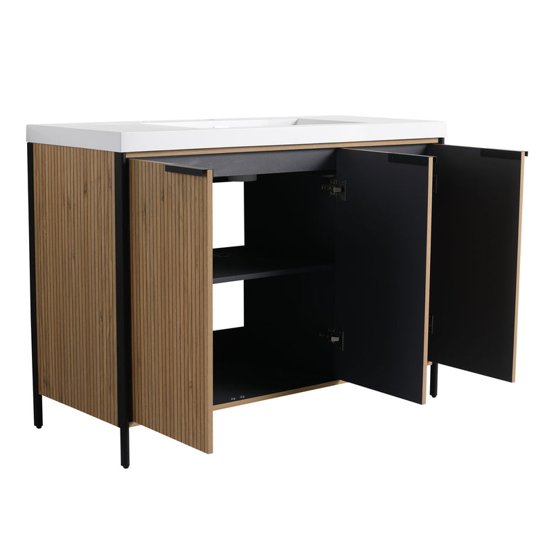 Modern Freestanding Bathroom Vanity With Resin Sink & Soft Close Cabinet Doors