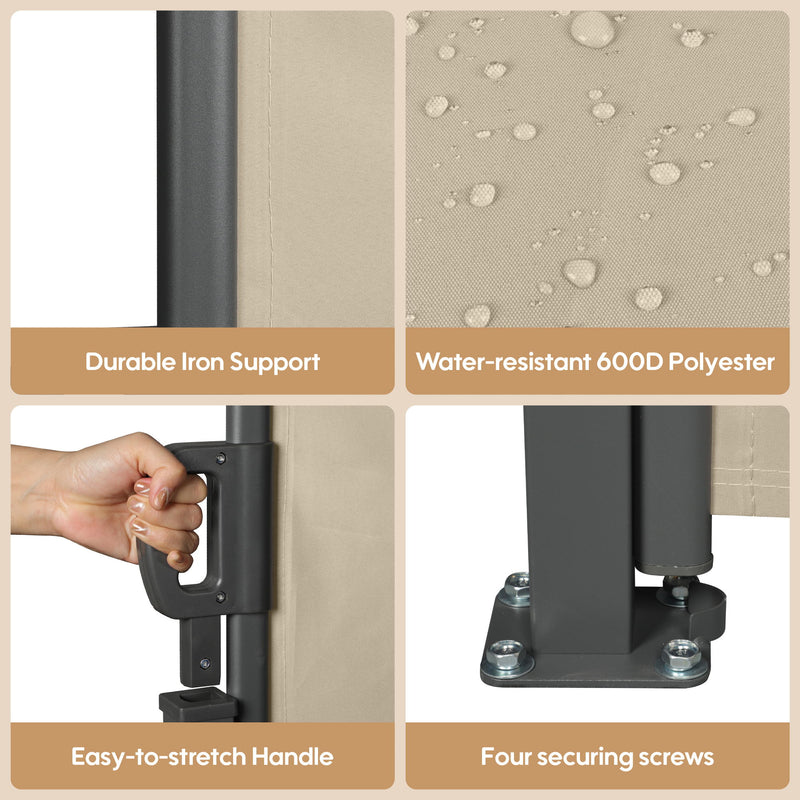 Retractable Side Awning, Waterproof And UV Resistant, Privacy Screen For Patio