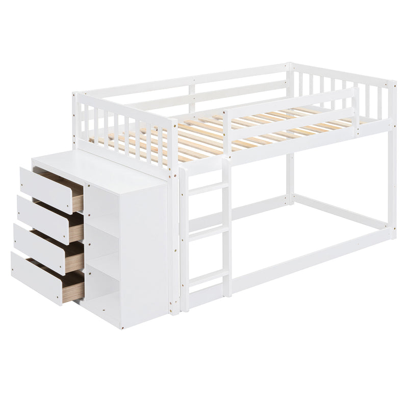 Bunk Bed With 4 Drawers And 3 Shelves