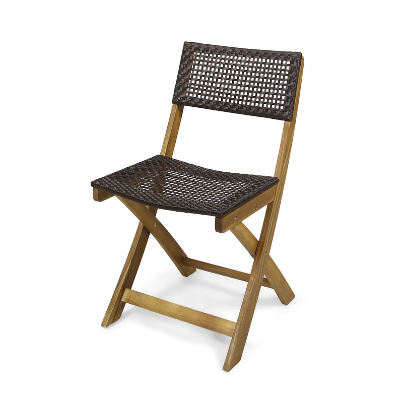 Bistro Foldable Chair With Wicker Backrest