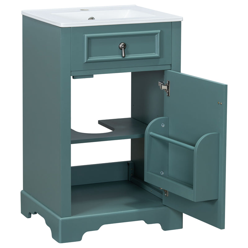 Elegant Bathroom Vanity With Ceramic Sink, Soft Close Door, Adjustable Shelf