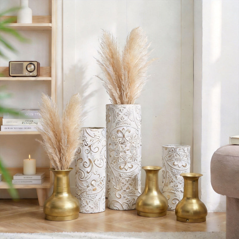 Floor Vases, Tall Home Decor Vases (Set of 3) - White / Gold