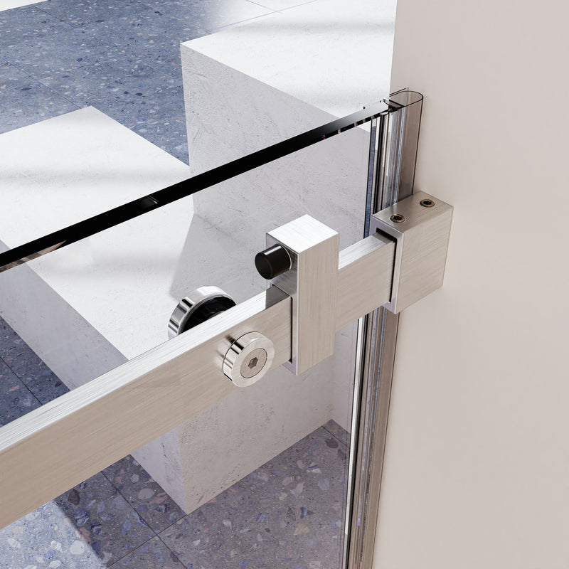Frameless Single Sliding Shower Doors, 5 / 16" Thick Sgcc Tempered Glass - Brushed Nickel